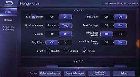 mengaktifkan mode high frame rate mobile legends