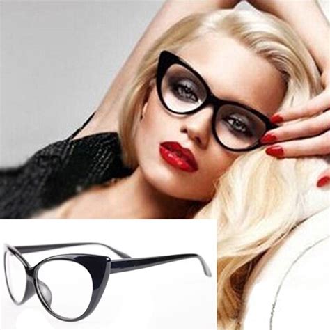 2016 women classic sexy vintage cat eye shape plastic plain eye glasses
