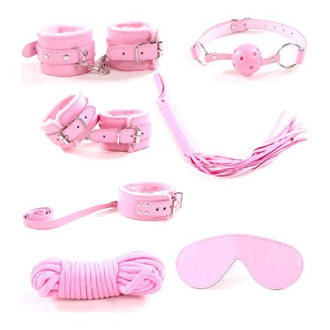 Adult Game 7 Pcs Set Pu Leather Handcuffs Whip Collar Erotic Toy For