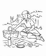 Picnic Coloring Pages Spring Kids Drawing Children Fun Sheets Clipart Activity Easy Wise Men Color Library Activities Popular Summer Family sketch template