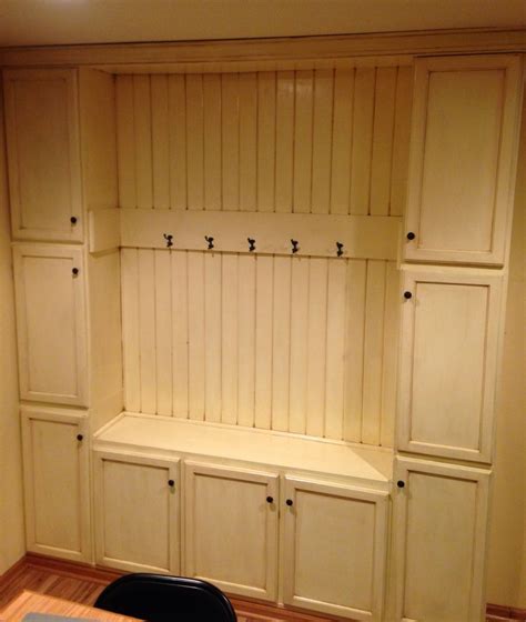 finished   mudroom shelves  premade cabinets premade