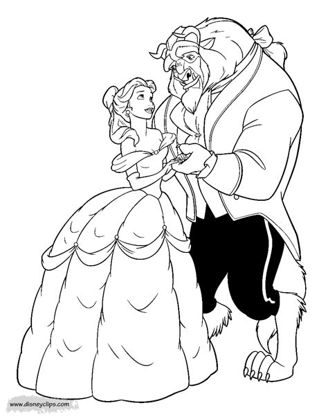 cartoons beauty   beast coloring pages png  file