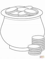 Coloring Gold Coins Pot Coin Pages Printable Template sketch template