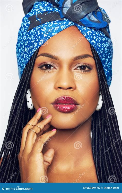 Sensual Black Woman In Ethnic Clothes Touching Face Stock Image Image