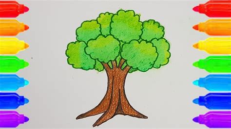 draw  tree  kids step  step  easy drawing youtube