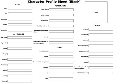 character profile sheet blank  kittensangel  deviantart