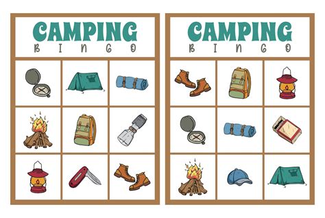 camping bingo printable game     printablee