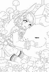 Coloring Pages Anime Bunny Cute Girl Manga Lineart Drawing Colorful Choose Board Book sketch template