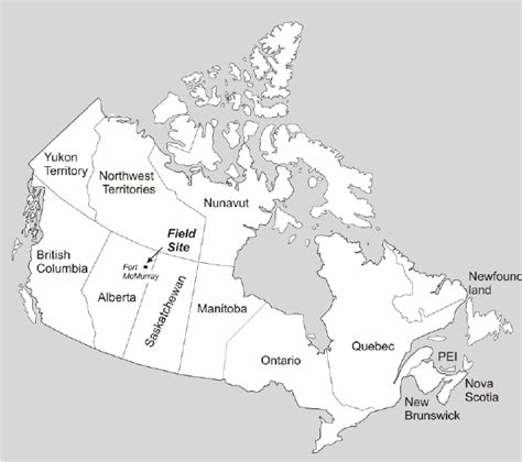 Map Of Canada Showing The Field Site Pei Prince Edward
