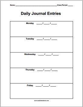 daily journal sheets student handouts