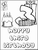 Birthday Coloring Third Pages Fun Printable sketch template