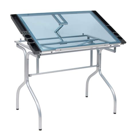 buy studio designs folding modern glass top adjustable drafting table