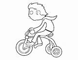 Tricycle Coloring Boy Coloringcrew sketch template