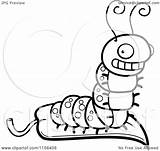 Caterpillar Clipart Cartoon Leaf Vector Coloring Outlined Thoman Cory Royalty sketch template