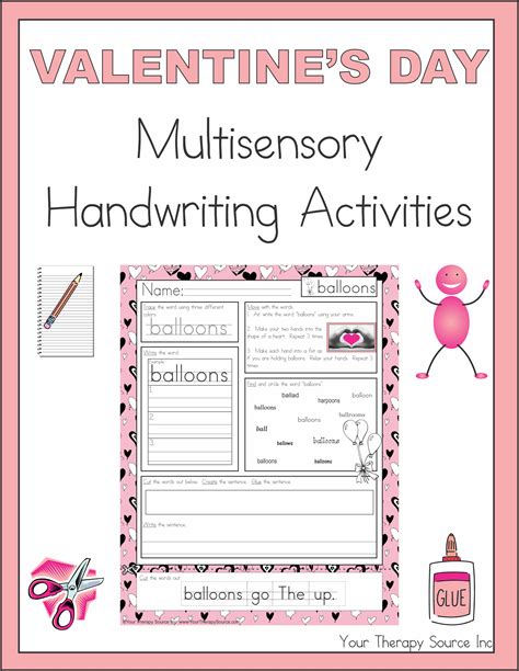 valentines day multisensory handwriting activities  therapy source