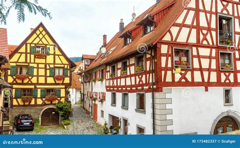 nice  timbered houses  south germany beautiful typical houses  german village stock