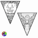 Banner Coloring Halloween Pennant Pages Preview sketch template