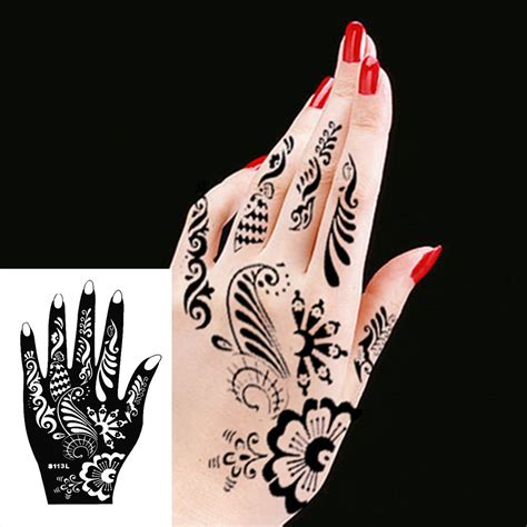 body hand ink tattoo art india henna design simply stencil mehndi