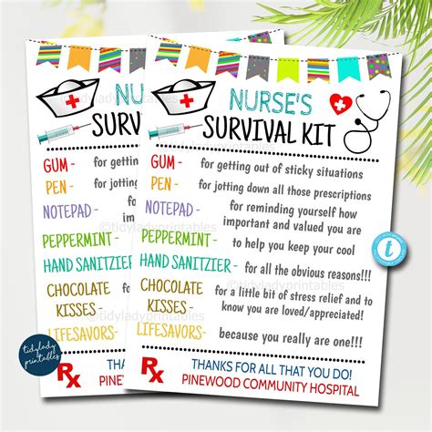 nurse survival kit  printable printable templates  nora
