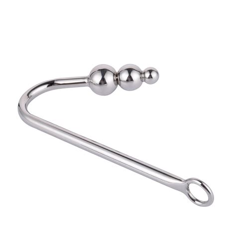 stainless steel anal hook with anal beads hole anal hook metal butt