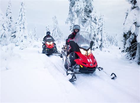 overnight safari  snowmobiles lapland   finland