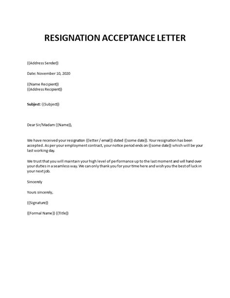 resignation  accepted ideas