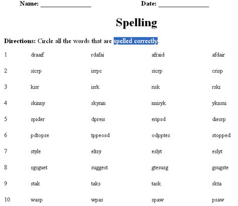 spellings worksheets  calendar template site