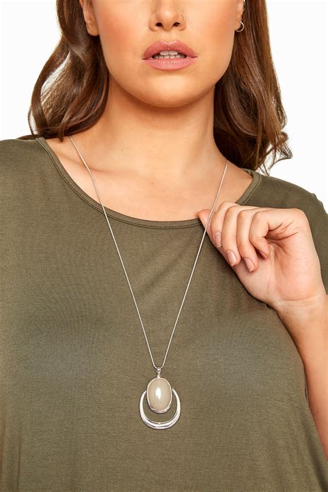 silver pendant long necklace  clothing