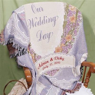 embroidered wedding blanket personalized wedding day tapestry