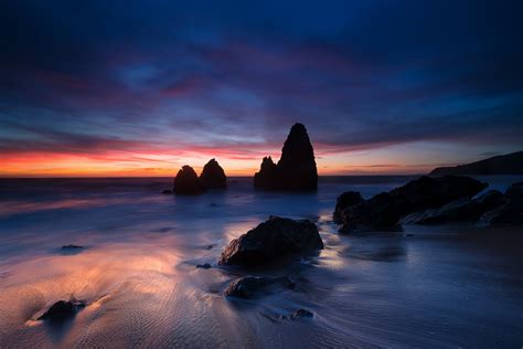 united states california ocean strait beach sand stones