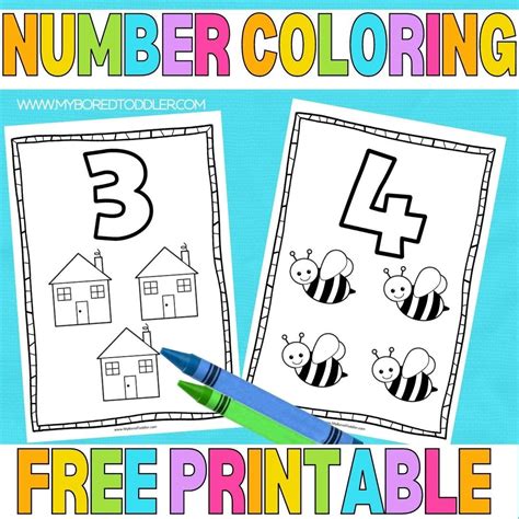 printable numbers  ten coloring sheets  bored toddler