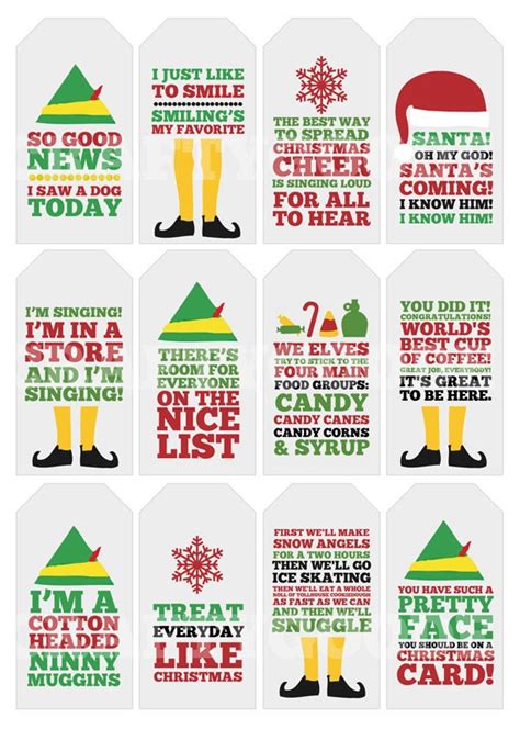 elf quote gift tags printable typography etsy