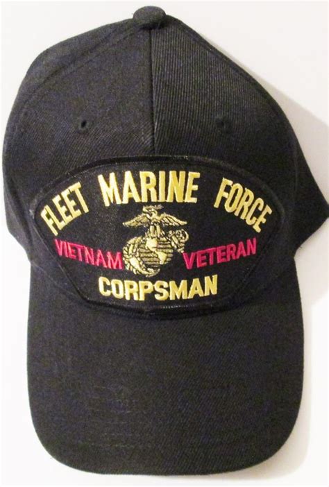 fleet marine force corpsman vietnam veteran w campaign ribbon ball cap hat milpro ballcap