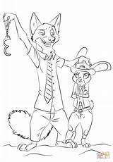 Zootopia Coloring Pages Nick Judy Hopps Wilde Colouring Kids Characters Color Drawing Disney Cartoon sketch template