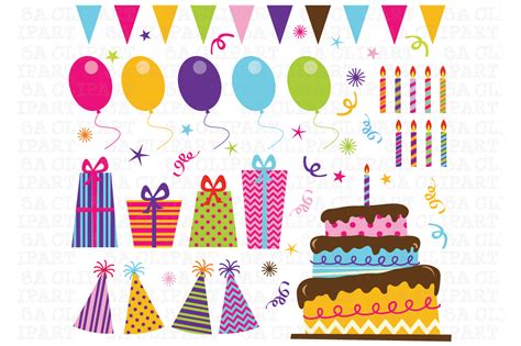 birthday party clip art illustrations  creative market