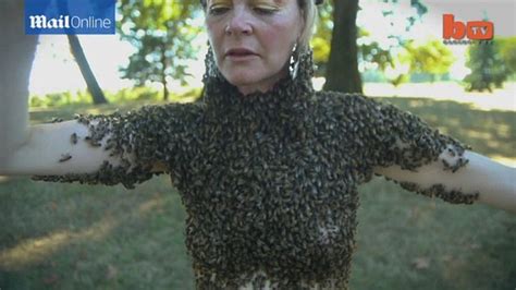 performance artist covers herself in 12 000 bees daily mail online