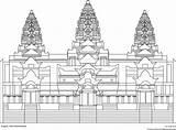 Wat Angkor Coloring Colouring Template sketch template