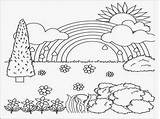 Sketsa Mewarnai Pelangi Pemandangan Ukuran Tentang Merah Bahan Kegiatan Rekomended Edukatif sketch template