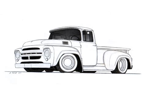 zil  stepside custom pickup truck drawing  vertualissimo  deviantart