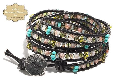 leather wrap bracelet pattern  czech glass beads