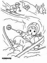 Kolorowanki Nartach Zima Dzieci Colouring Dla Ski Downhill sketch template