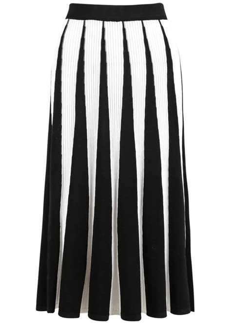 Black White Vertical Stripe Knit Skirt Shein