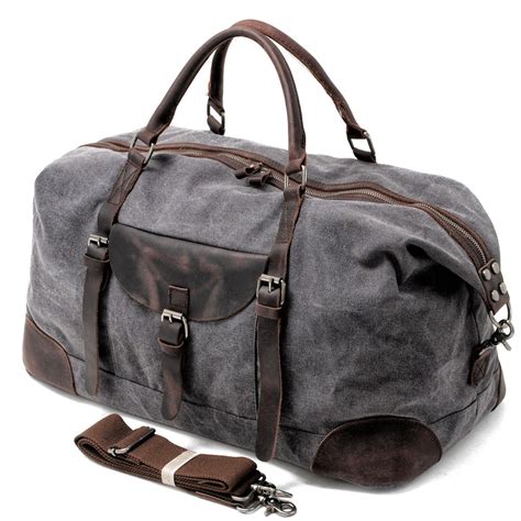 cool waxed canvas leather mens large travel weekender bag waterproof