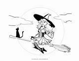 Witch Coloring Halloween Pages Witches Cute Drawing Broom Scary Colour Print Color Land Getdrawings Dance Owl Popular Detailed Mycoloringland Getcolorings sketch template