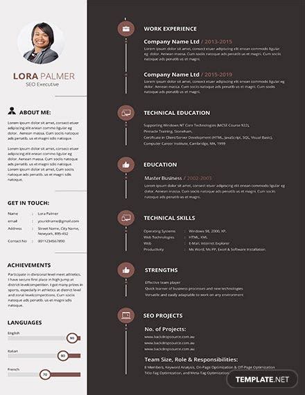 seo executive cv template word apple pages psd publisher