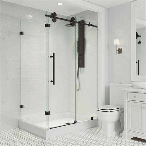 vigo      frameless corner sliding shower door  matte