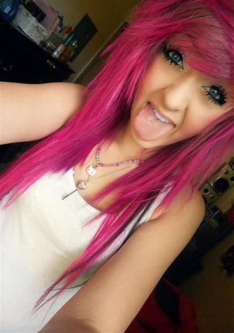Pink Emo Hairstyle For Girls With Long Hair Styles Weekly