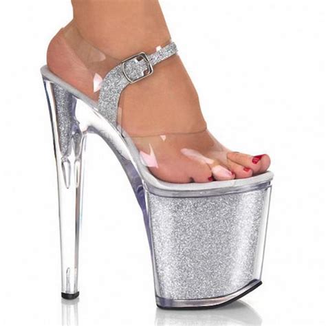 customize extreme high heel sandal 20cm heel with platform pvc sexy