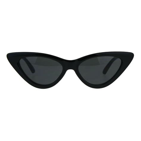 Womens Classic Narrow Cat Eye Gothic Plastic Sunglasses Black Cat Eye