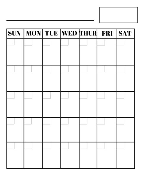 8 5 X 11 Inch Blank Calendar Page Template Instant Download Etsy